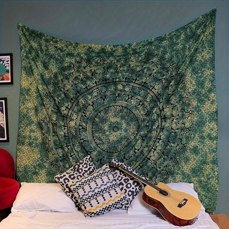 1Pc Bohemian Mandala Printed Tapestry, Boho Floral Design, Polyester Tapestry, Tapestry Wall Mural, Wall Hanging Living Room Bedroom Office, Home Decoration Room Decoration Party Decoration, with Free Installation Package