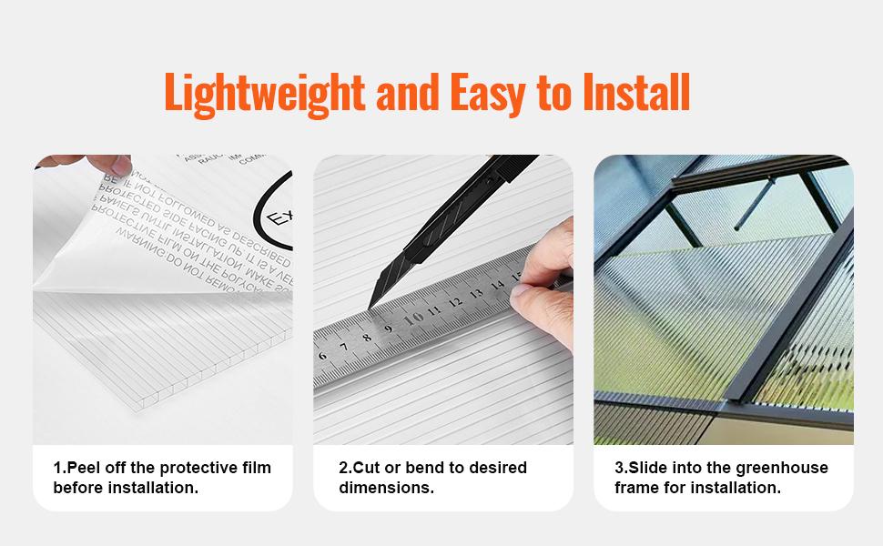 VEVOR 5 Pack Polycarbonate Greenhouse Panels, 2' X 4' X 0.32'' Roof Panels Sheets, Waterproof UV Protected Corrugated Plastic Roofing, Impact Resistance Clear Roofing Sheets for Greenhouse/Garden