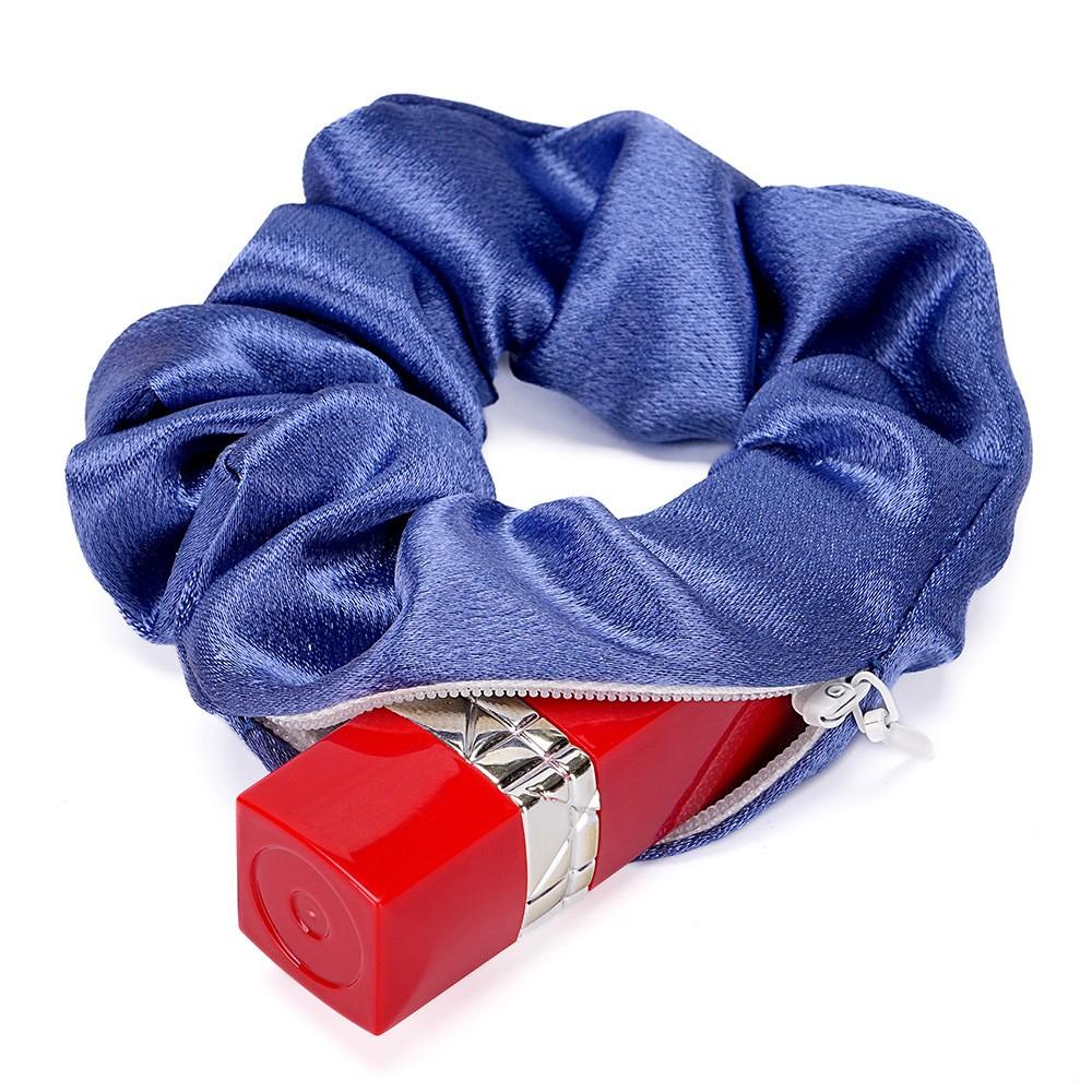 Women's Hair Tie with Hidden Zipper Pocket, Retro Design, Portable & Secure Storage Solution for Keys/cash/jewelry, Ideal for Outdoor Use