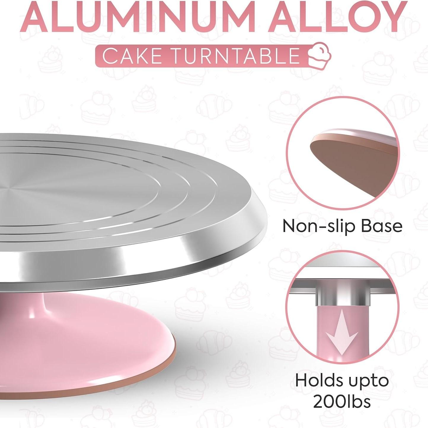 Aluminum Cake Stand, Rotating Cake Display Tray, Round Decorative Turntable, Bakery Showcase Holder, Birthday Wedding Party Accessories