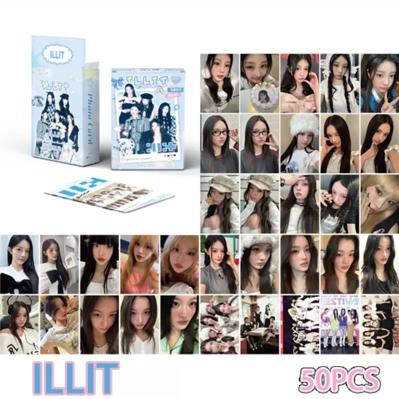 ILLIT YUNAH MINJU Hologram Lomo Cards 50Pcs Box Illit Photocards | Fanmade Kpop Photocard Postcard for Fan Collection Gift