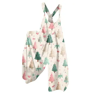 Fashion Daily Casual Jumpsuit Women's Overalls Floral Print Vintage Jumpsuit Non-Adjustable Straps Christmas Printed Jumpsuit