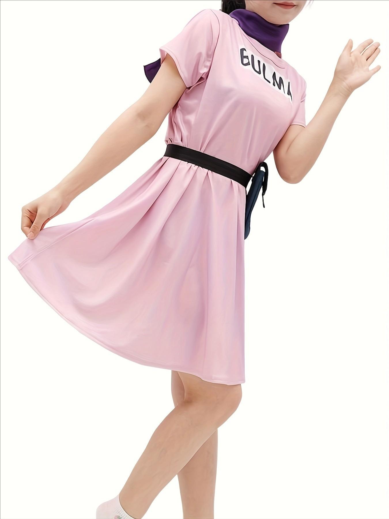 Anime Bulma Cosplay Costume Pink Dress Uniform Kawaii Girls Full Set Outfits Halloween Carnival Masquerade Party