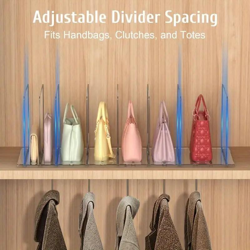 8-layer adjustable transparent partition storage box, multi-functional storage box specially for handbags in wardrobes, household bookshelf layered organizer