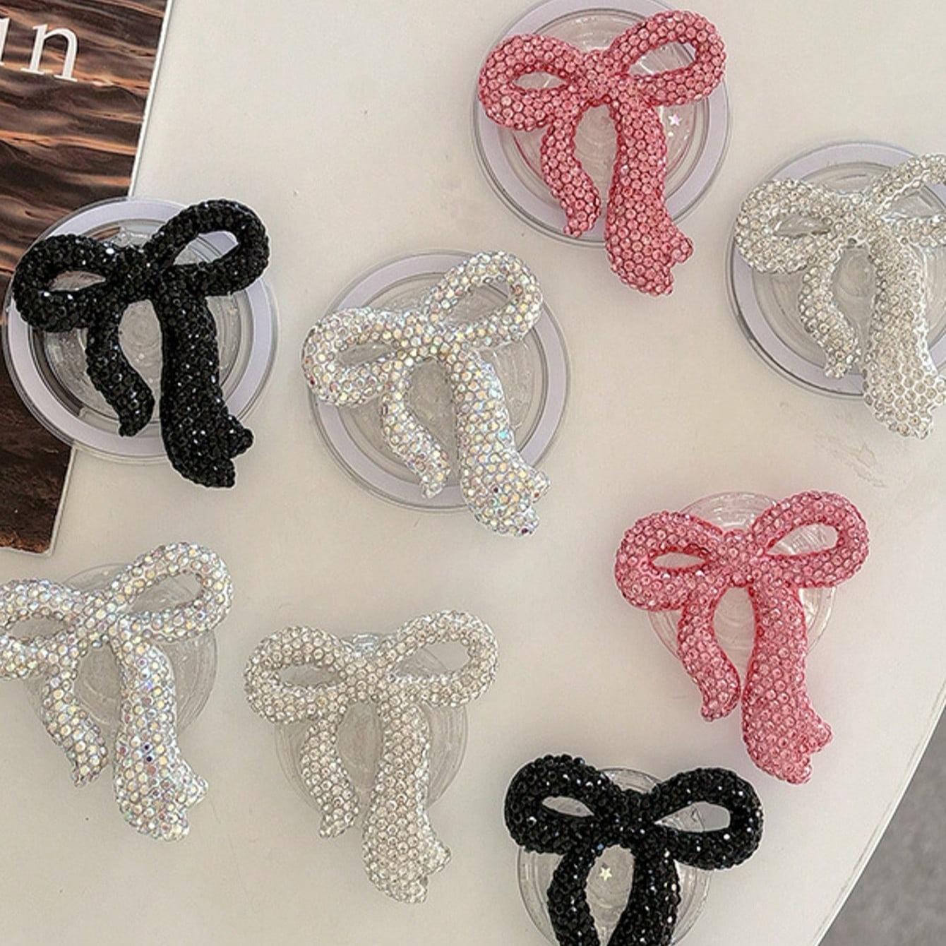 Bow Phone Grip Stand, Magnetic Grip, Creative Colorful Rhinestone Butterfly, Luxury Glue Ring Holder, Valentine's Day Gift