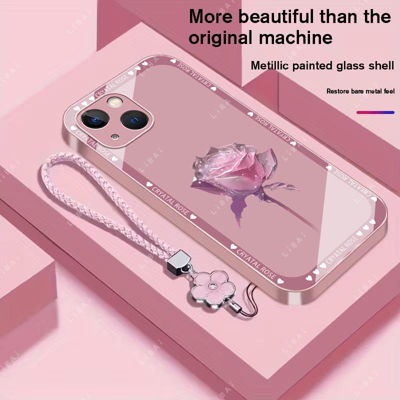 Suitable for [iPhone 13 Mini] Brand new premium phone case,  Free four-leaf clover lanyard，drop-proof and fingerprint-resistant，simple and elegant design，multiple colors available YM99