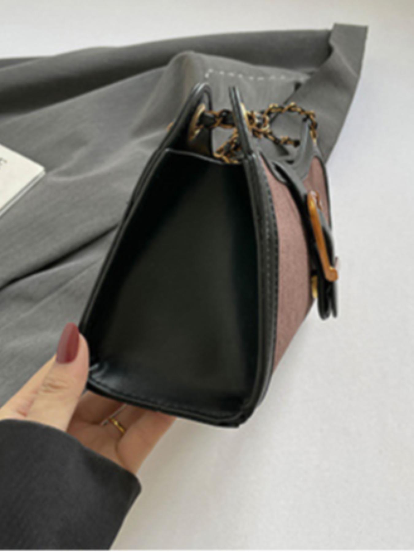 Women's French Vintage Colorblock Underarm Bag, Lightweight Single Shoulder Bag with Ribbon Patchwork Design, Stylish and Unique Handbag