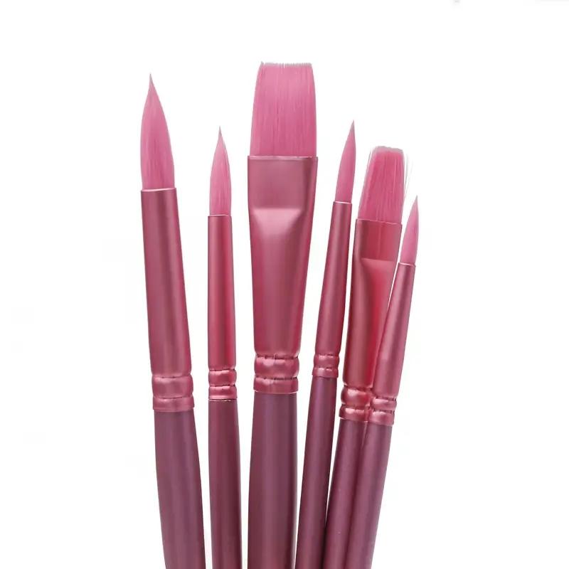 Professional Artist Paint Brush Set, 1 Set Nylon Bristles & Wooden Handle Brush, Round & Flat Tips for Watercolor Painting, Art Students Supplies