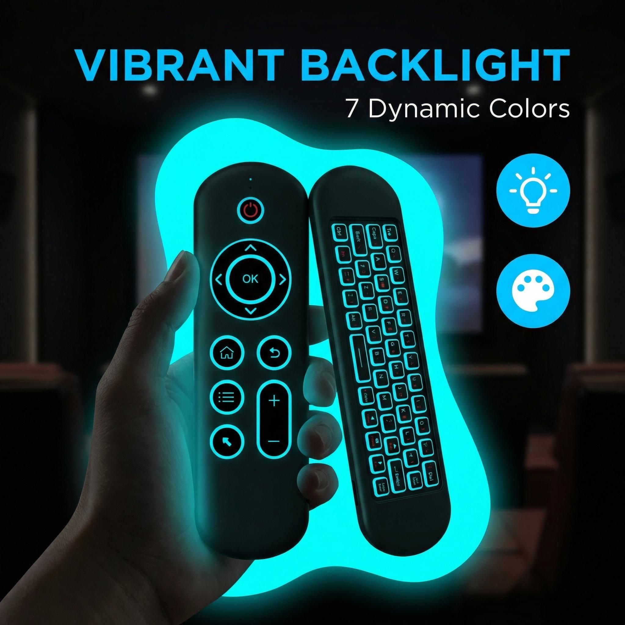 Mini Bluetooth Wireless Keyboard Remote,2.4G, 6-Axis Gyroscope, with Backlit, USB Charging for Smart TVs Stick 4k, Android TV Box, TV Stick Streaming Player, PC,Projector,Air Mouse Mini Wireless Keyboard