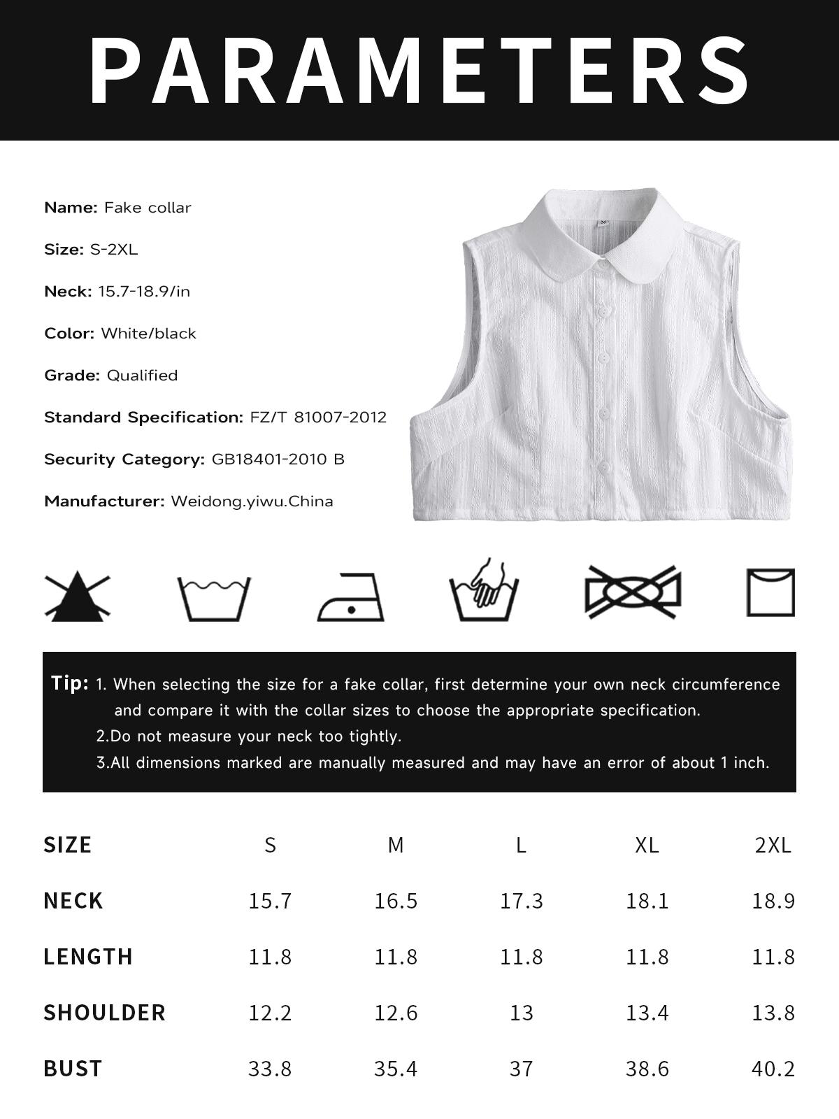 Ladies' decorative fakes collar with a pure cotton round collar is available in various size specifications, including M, L, XL and 2XL. It can be paired with all kinds of coats and is suitable for wearing on various daily occasions.