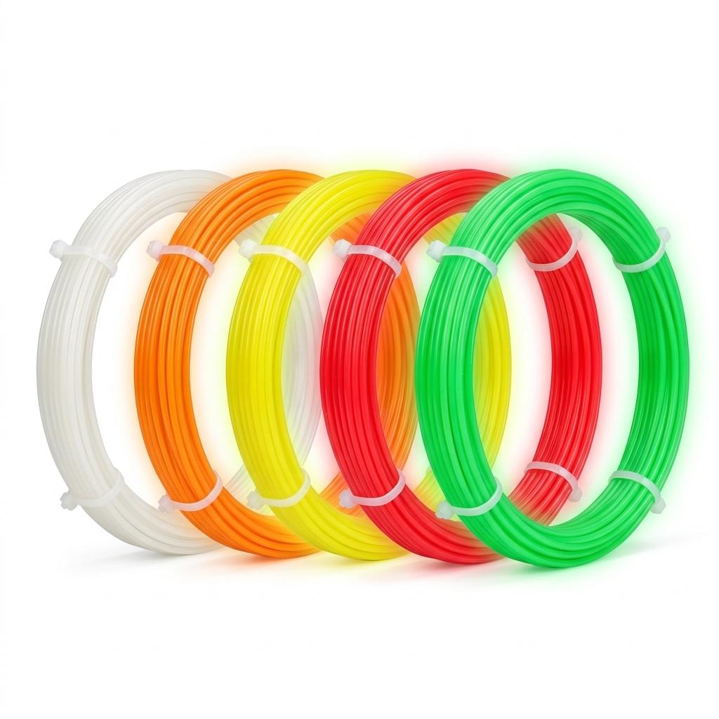 Glowing 3D Printing Filament Kit 5 Colors X 5m, 1.75mm Universal Replacement, Suitable for Kids and Adults Small Creations