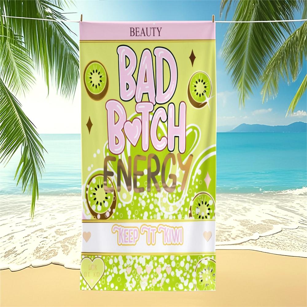 Bad B*tch Energy Beach Towel, Oversized Cute Print Pool Towel, Quick Dry Sand Free Camping Towel, Soft Absorbent Bath Towel Blanket, Summer Beach Pool Essential, Perfect Travel Gift