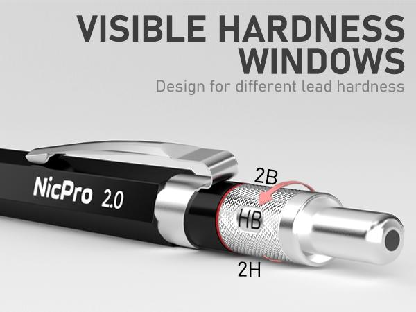 Nicpro 2.0 mm Art Mechanical Pencil Set,  Metal Drafting Pencils, Graphite Lead Holder for Writing, Sketching Drawing with Lead Refills Case