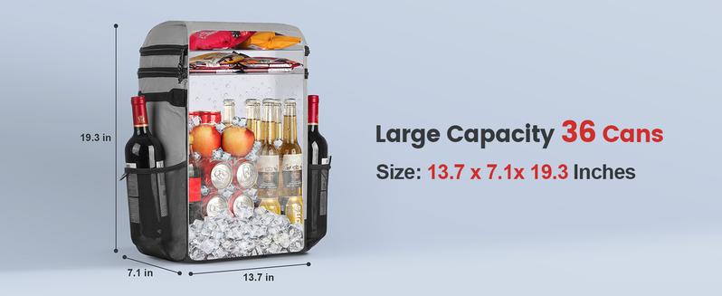 Cooler Backpack, 36 Cans Multifunctional Leakproof Cooler Backpack with Padded Top Handle, Mesh Pocket for Camping BBQ Lunch Picnic Hiking Fishing,Waterproof Ice Box Thermal Bag