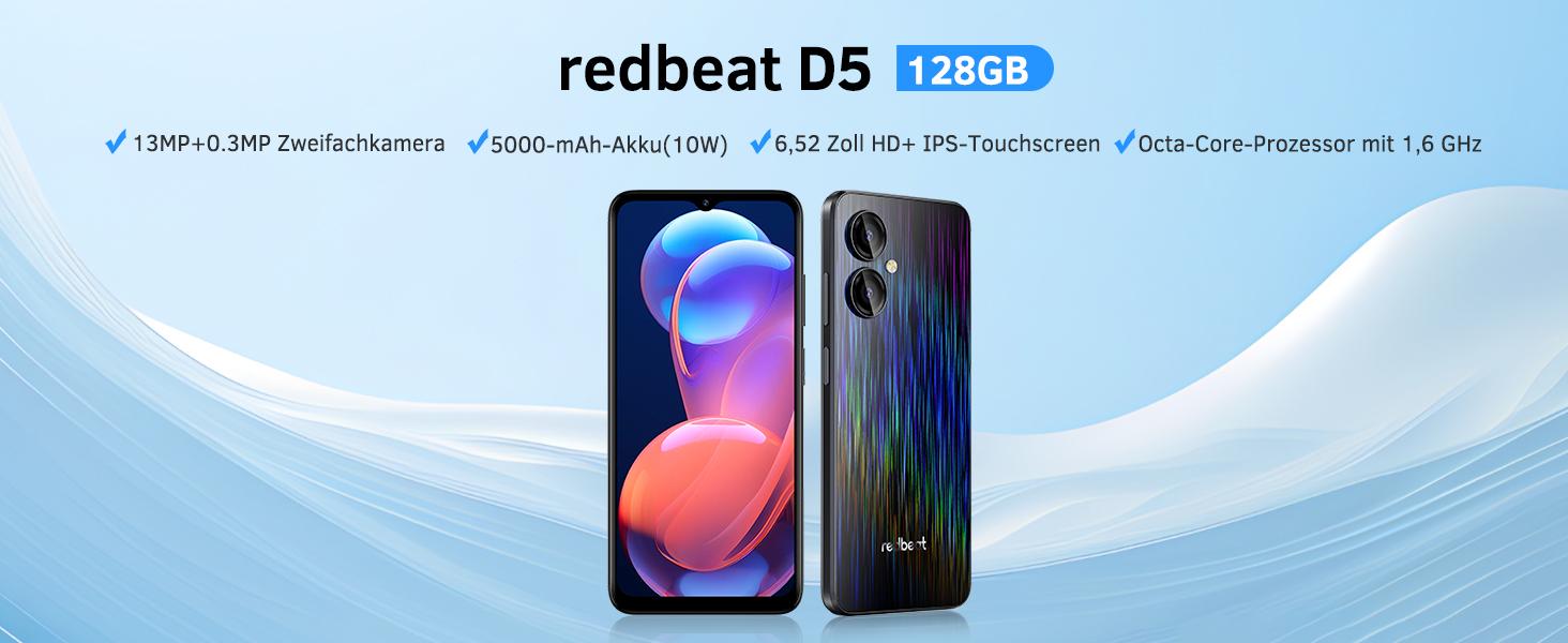 Redbeat D5 Android 14 ,6.52 Inch HD,Octa-Core 6GB (3+3) RAM+128GB