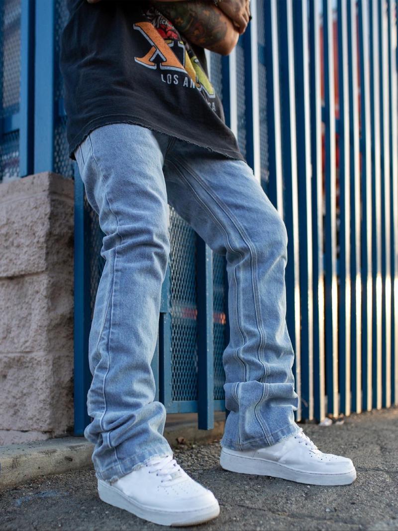 Men's Elastic Slim Fit Flare Jeans, Long Y2K American Street Style Denim Jeans, Perfect Gift for Husband or Boyfriend