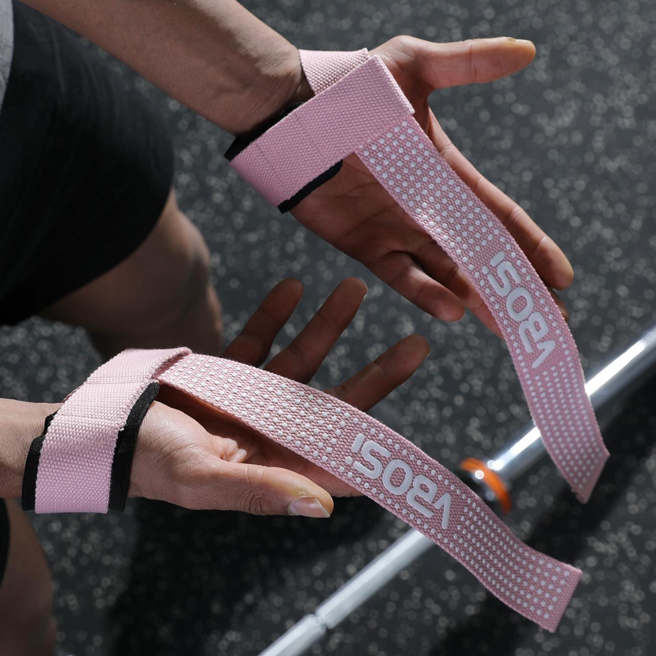 1 Pair Women Men Non-slip Neoprene Padded Weightlifting Wrist Straps Strength Training Deadlifts Wraps Hand Grips Palm Support Grip Band