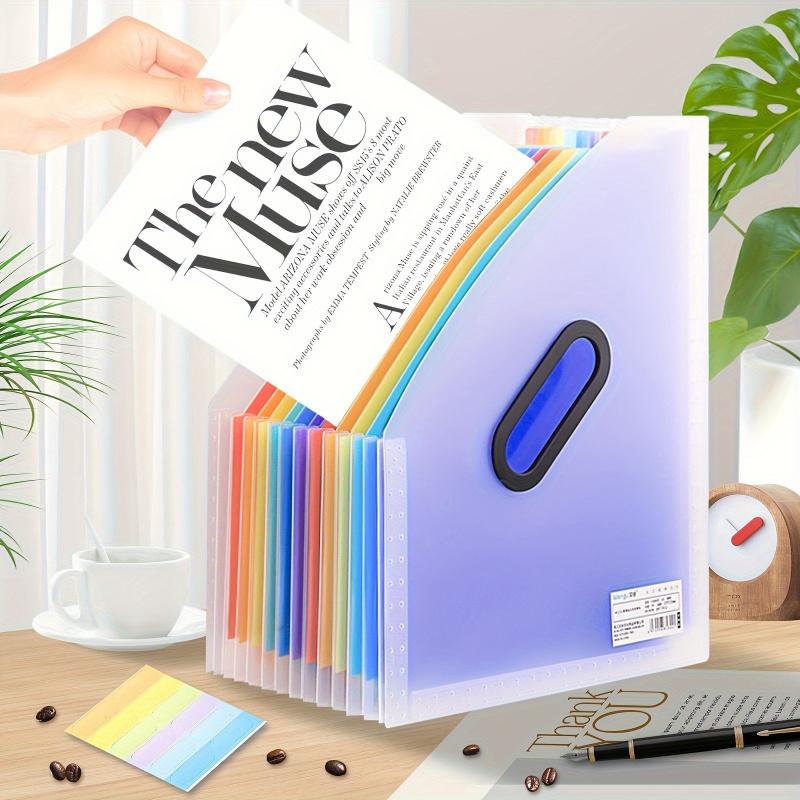1 piece, 13 layers, A4 large capacity transparent expandable folder, rainbow student storage bag, can be used as a vertical accordion archive album, can hold 2000 sheets of paper, suitable for office, home, school, file storage bag, file receipt
