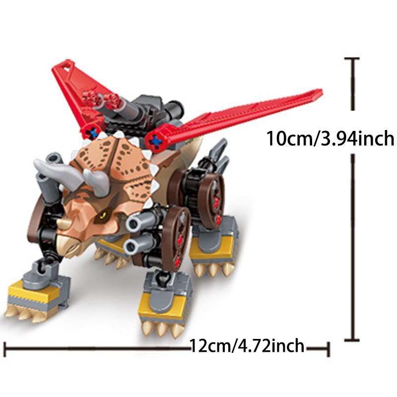 TOOUEE 1 PC Random Mechanical Dinosaur Building Blocks Set, Plastic Constructible Model Kit for Dino Fans & Collectors, Desktop Display Decor, Compatible with Most Major Brands, Great Gift for Birthday Christmas Halloween