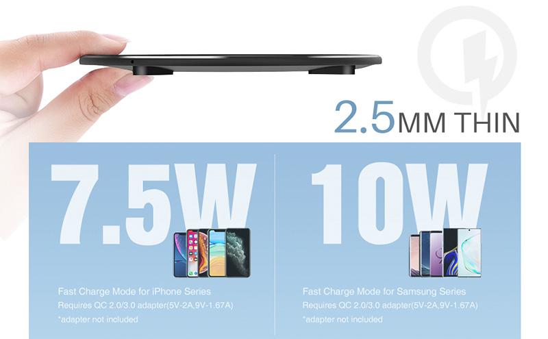 TOZO W3 Wireless Charger, 10W Qi-Certified Fast Charging Pad with Aviation Aluminum Computer Numerical Control Technology Compatible with iPhone 16 15 4Series, Samsung Galaxy Series NO AC Adapter Smartphone Cellphone Electronic Mobile Smartphone Cellphone