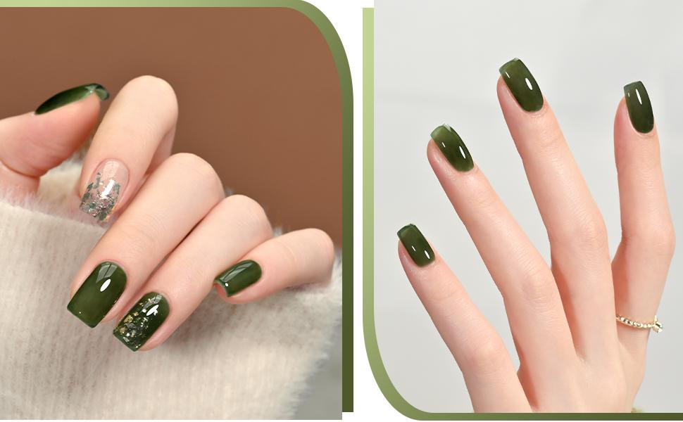 GAOY Jelly Gel Nail Polish, 16ml Sheer Green Translucent Soak Off Gel Polish, UV Light Cure for Nail Art DIY
