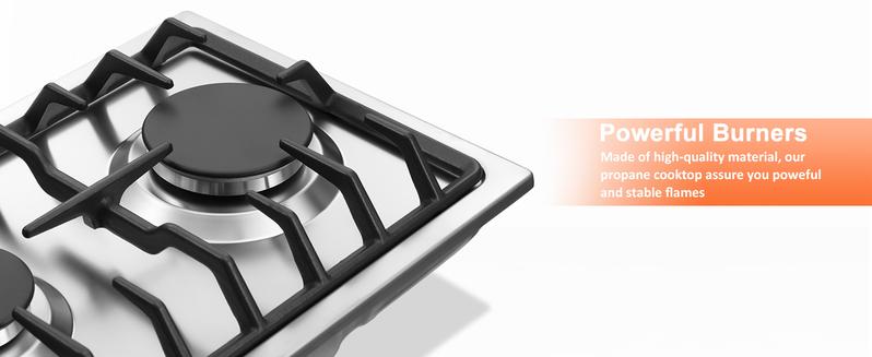 12 Inch Drop-In 2 Burner Gas Cooktop Stainless Steel NG LPG Convertible Propane Range RV Stove Built-In Cooktop GH001-122S-J