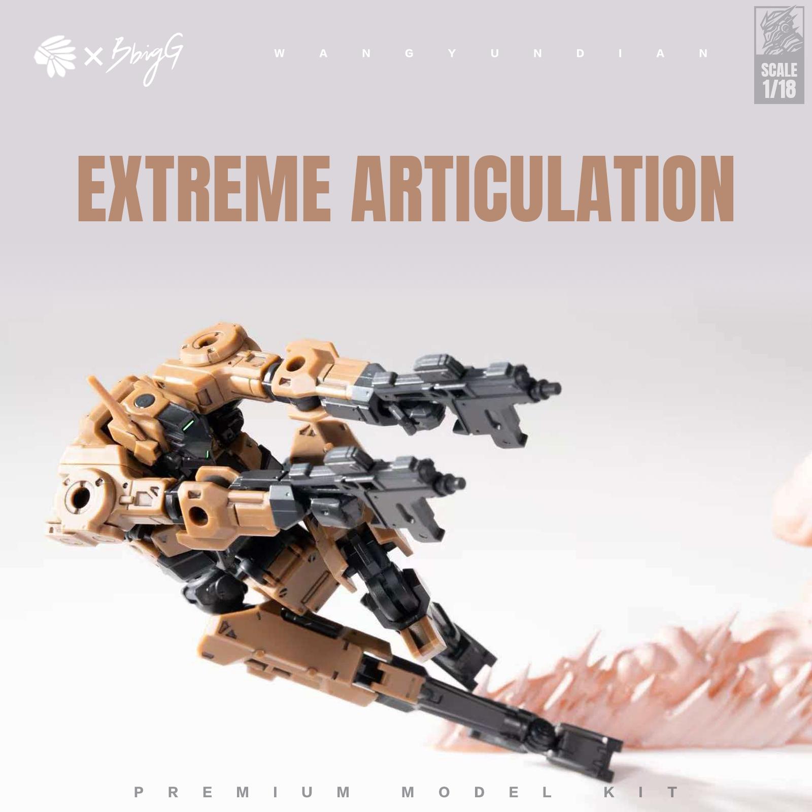 1/18 Scale High Mobility Mecha Model Kit, 3mm Universal Interface, Customizable, Includes Accessories & Display Base, Desert, Metal