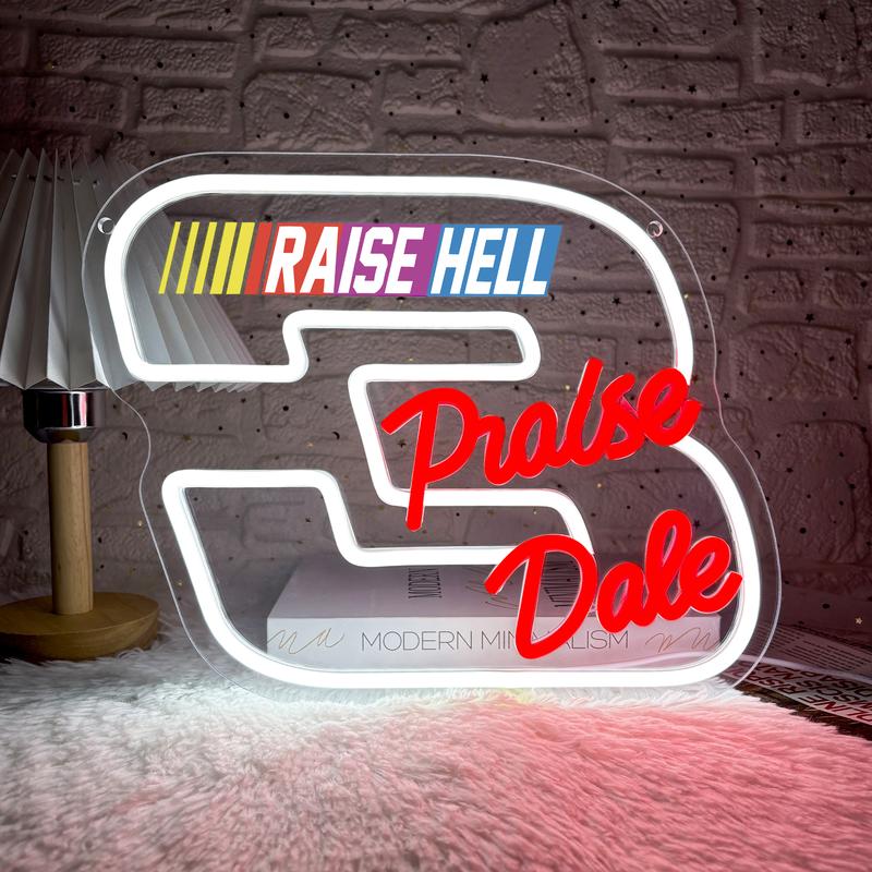 Printed Racing Sign Wall-Mounted Decoration LED Neon Light, LED Signs, Neon Accent Lights, USB Powered, Adds Illuminated Decoration to Racetracks and Racing Clubs, Surprise Christmas Gift for Racing Enthusiasts