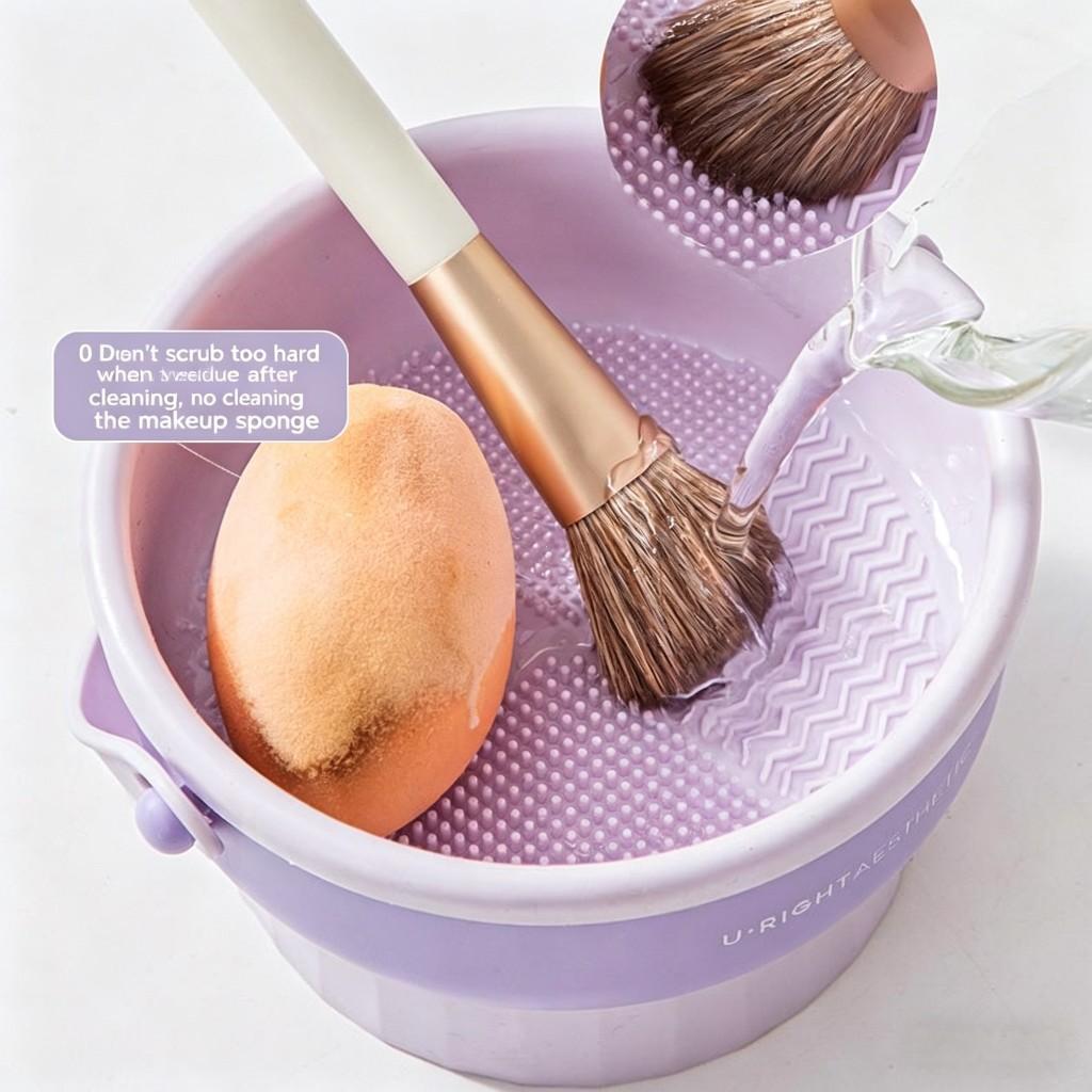 Makeup Brush and Beauty Sponge Cleaning Basket, Single Item Makeup Brushes Cleaner, Abs Material, Plastic Frame, No Battery