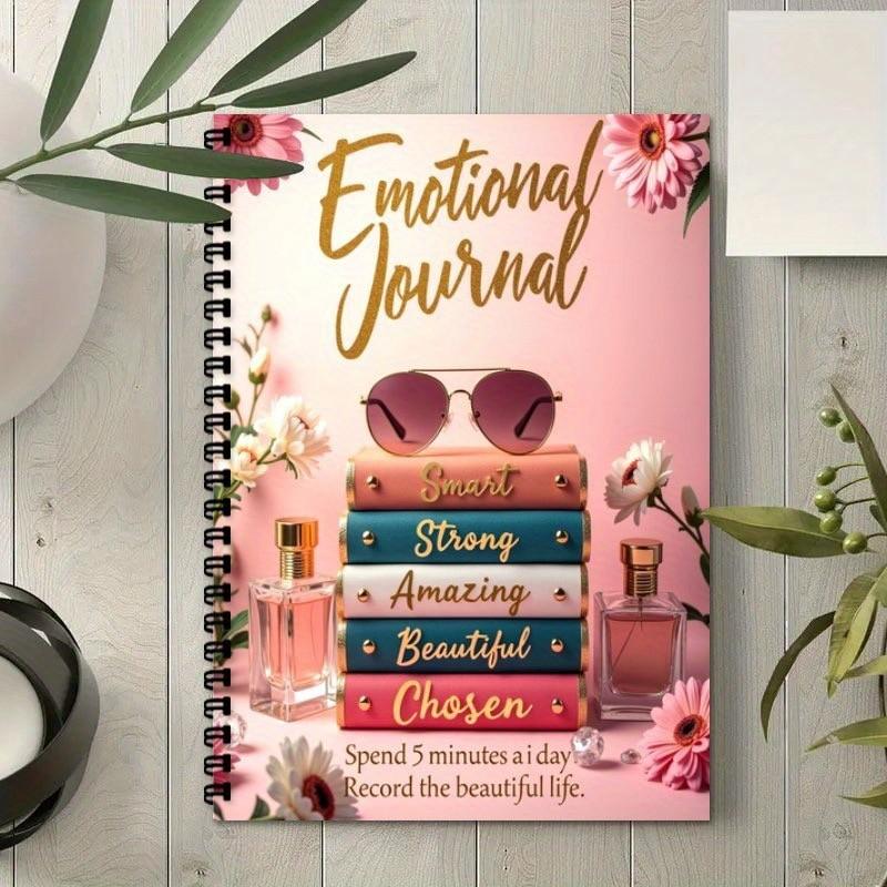 Emotional Diary Notebook, Gratitude Optimistic Happiness Daily Record, Self-Care Spiral Bound Journal, Perfect for Mood Tracking