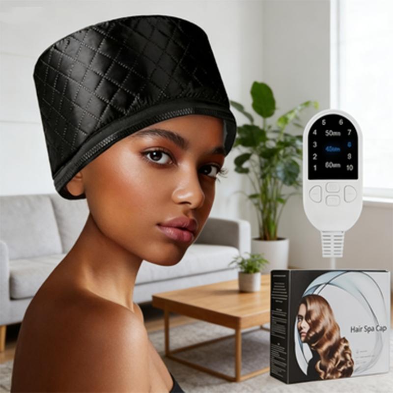 Adjustable Heated Hair Cap for Deep Conditioning, 3-Temp Electric Thermal Steamer Hat, Hot Oil Treatment for Dry Hair, Frizz Control & Moisturizing