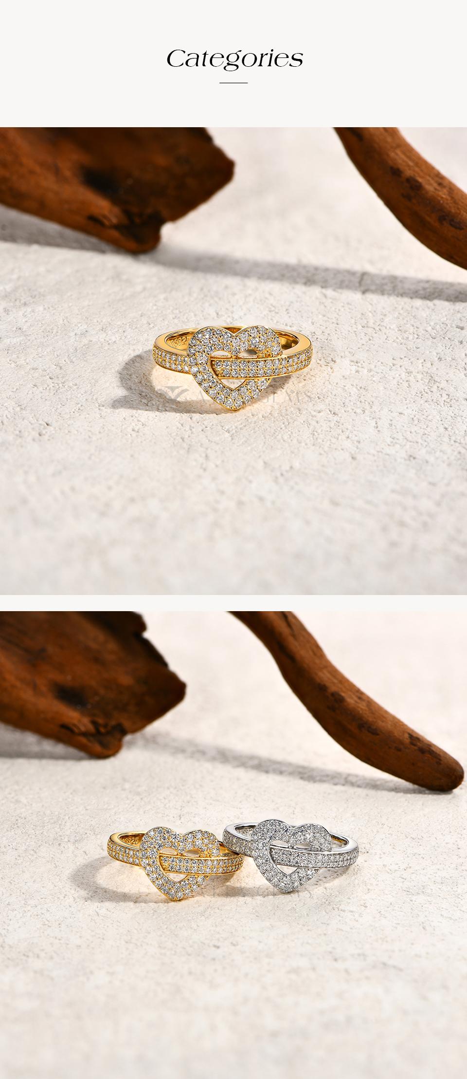 Heart Design Lab-Created Moissantie Ring for Women Fine Jewelry Shining Daily wear Mother's Day Gift R254 SpringStatements