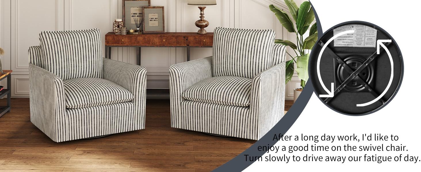 [SpringStatements] Upholstered  Swivel Accent Reading Chairt with Backrest Cushion – Armless Modern Lounge Chair with Soft Seat and Wooden Legs for Bedroom, Living Room, Small Spaces, Easy to Assemble