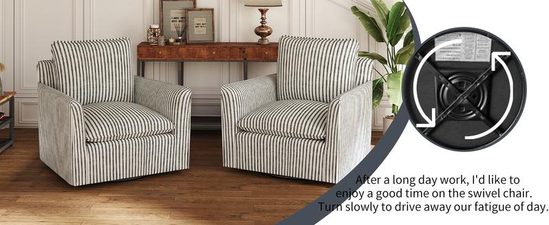 [TikTokShopBlackFriday]Upholstered  Swivel Accent Reading Chairt with Backrest Cushion – Armless Modern Lounge Chair with Soft Seat and Wooden Legs for Bedroom, Living Room, Small Spaces, Easy to Assemble