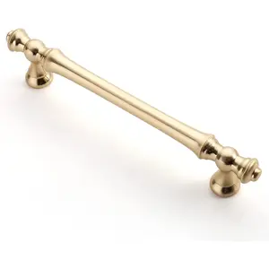 6 Pack 5 Inch(128mm) Brushed Brass Gold Kitchen Cabinet Handles, Cabinet Pulls Hardware for Cupboard Drawer