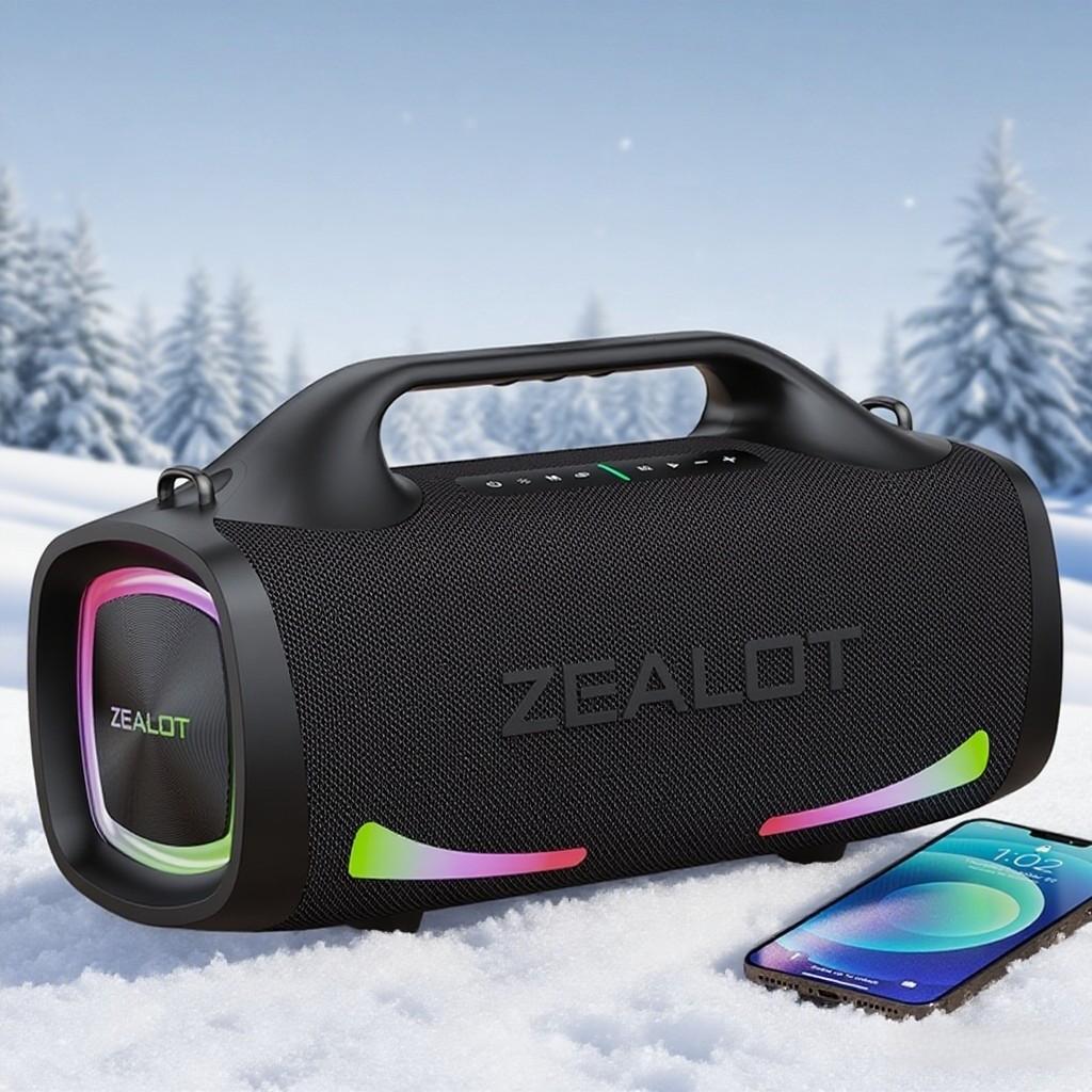 ZEALOT Fitness & Outdoor Bluetooth Speaker, 100W HIFI Stereo & Deep Bass, IPX7 Waterproof, 24000mAh Battery, RGB Lights, Carry Strap, Power Bank for Gym Yoga Camping Beach