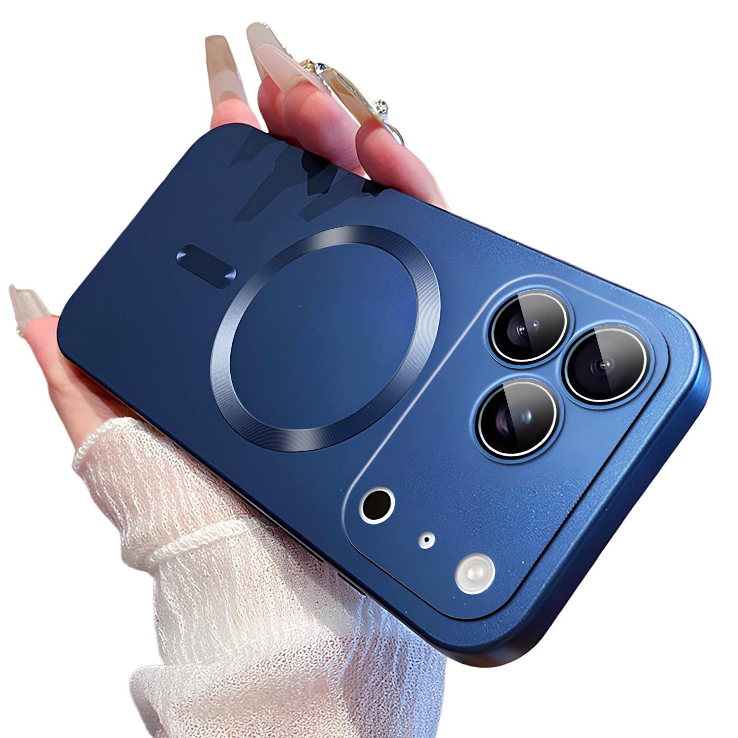 Magnetic for iPhone 17 Pro Max 16 15 14 13 Case Compatible with MagSafe Built-in Camera Lens Protector Slim Soft Silicone Bumper Shockproof Metallic Luster Phone Case