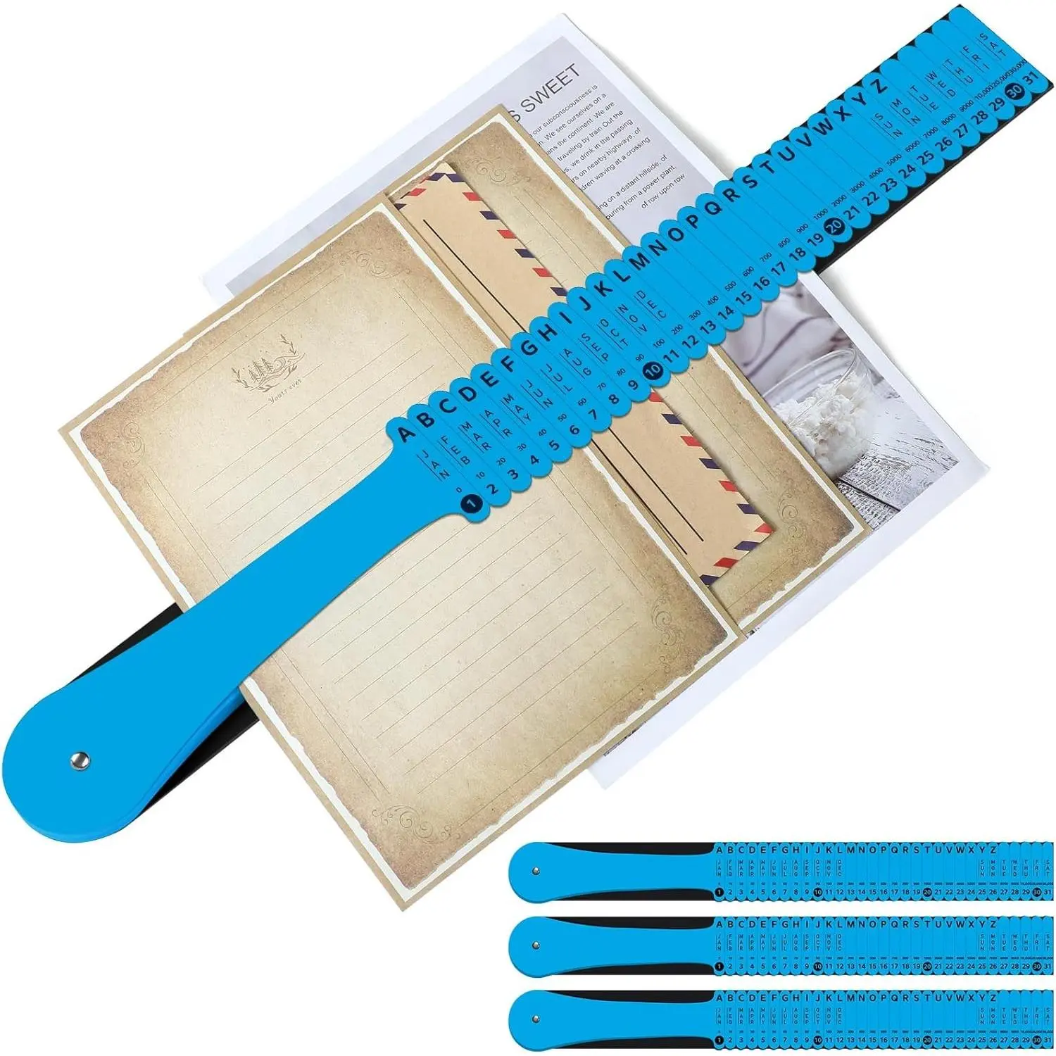 Plastic All Purpose Alphabetical a-z Document Sorter Compact Upright Space Saving Paper File Organizer for Office School Blue 2.52 x 23.5 inches (2 Sets)