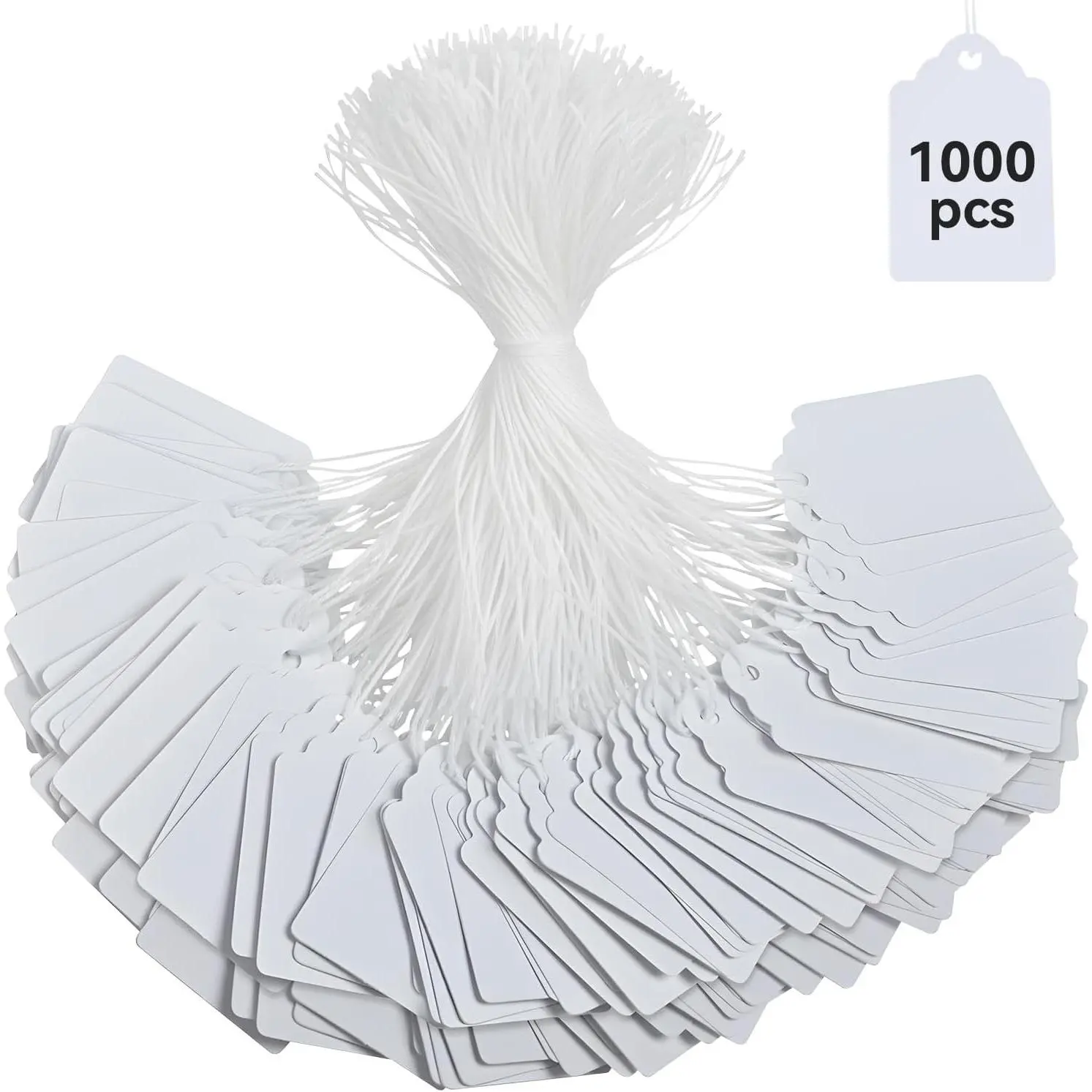 1000Pcs Writable Price Tags with String, 1.75" x 1.093" | Smooth Surface Merchandise Pricing Tags for Jewelry, Clothing, Gifts & Garage SuppliesGift