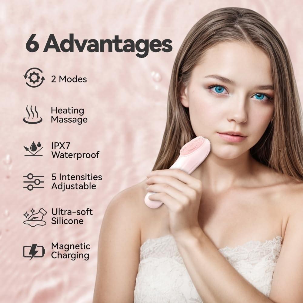 Electric sonic facial cleansing brush, facial cleanser tool, facial exfoliating brush, silicone purple brush for cleansing mousse, gentle facial cleansing tool, skin care tool, multiple colors available