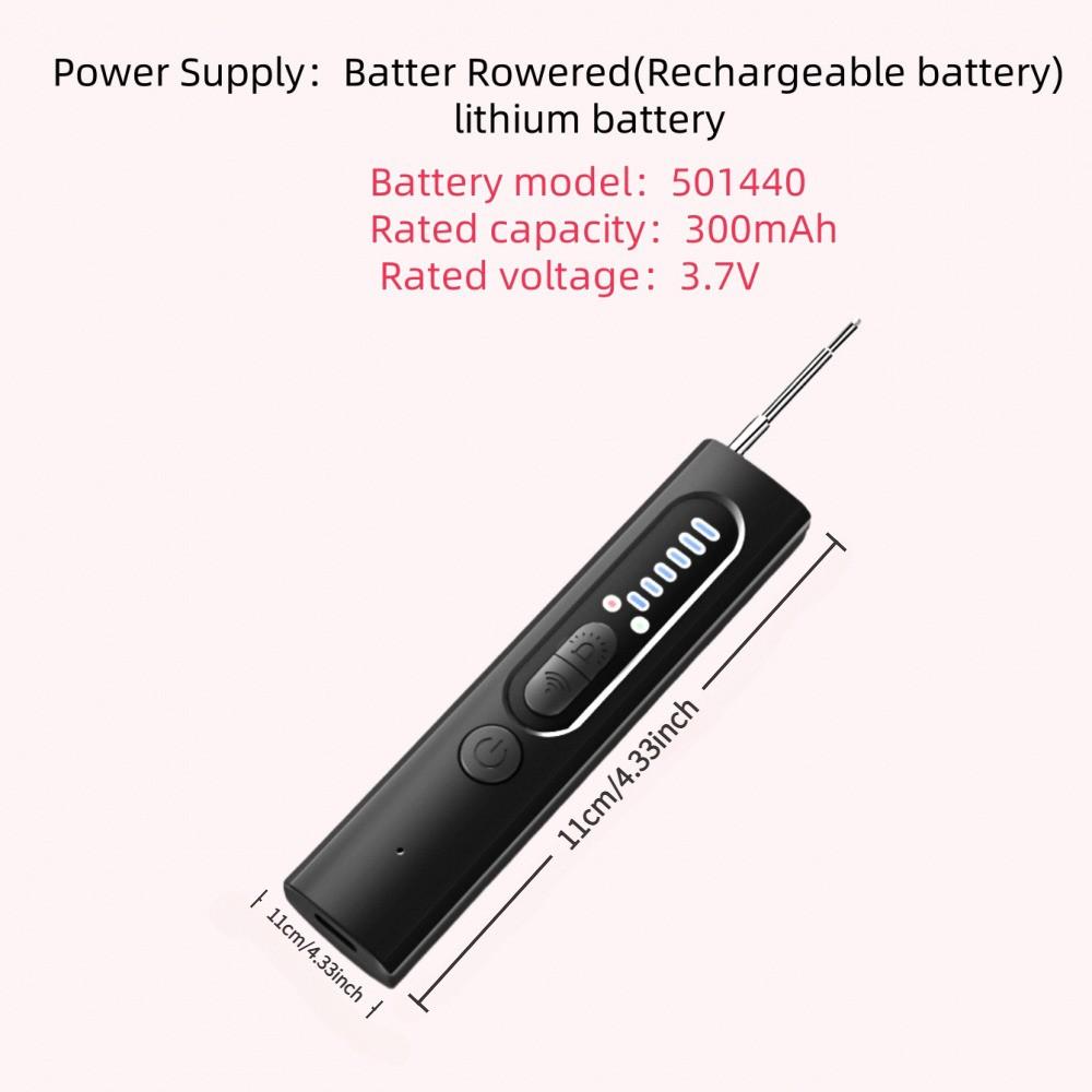 Mini Spy Detector, Signal Detection Camera, Long Battery Life Sound Alarm, Six Adjustable Levels, Infrared Light, Portable for Hotel Office Travel Car