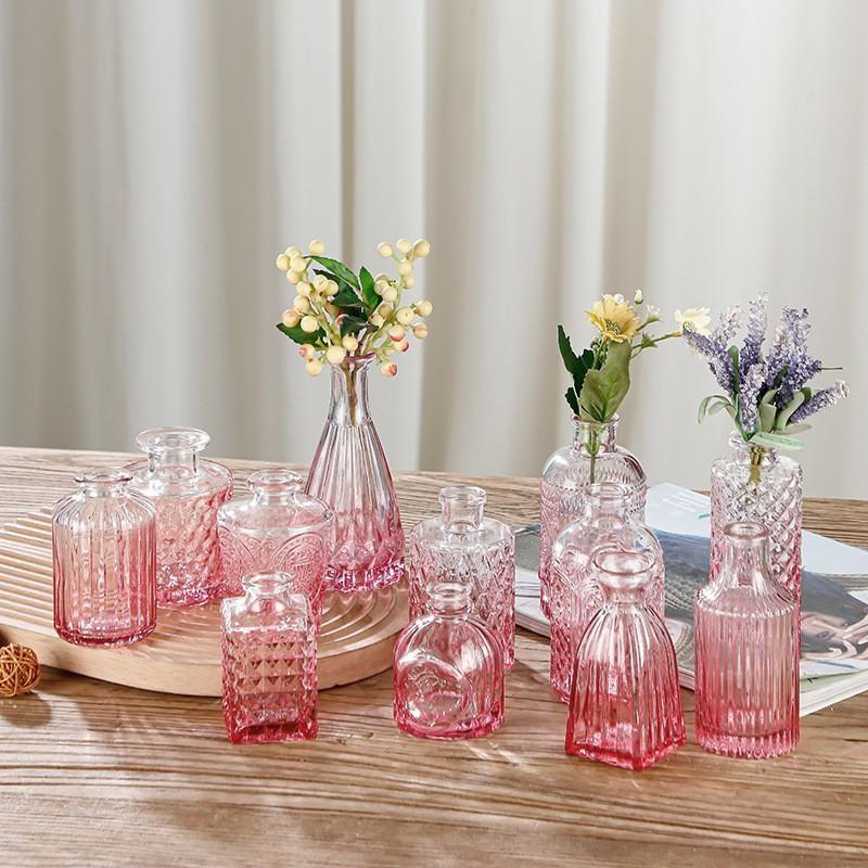 12pcs💐Glass Bud Vase Set As Wedding Centerpieces for Tables,Small Minimalist Vases for Flowers, Vintage Rustic Home Decor for Table Centerpiece Wedding Party, Birthday Party,Anniversary,Modern Clear Aromatherapy Bottle for Living Room Bedroom