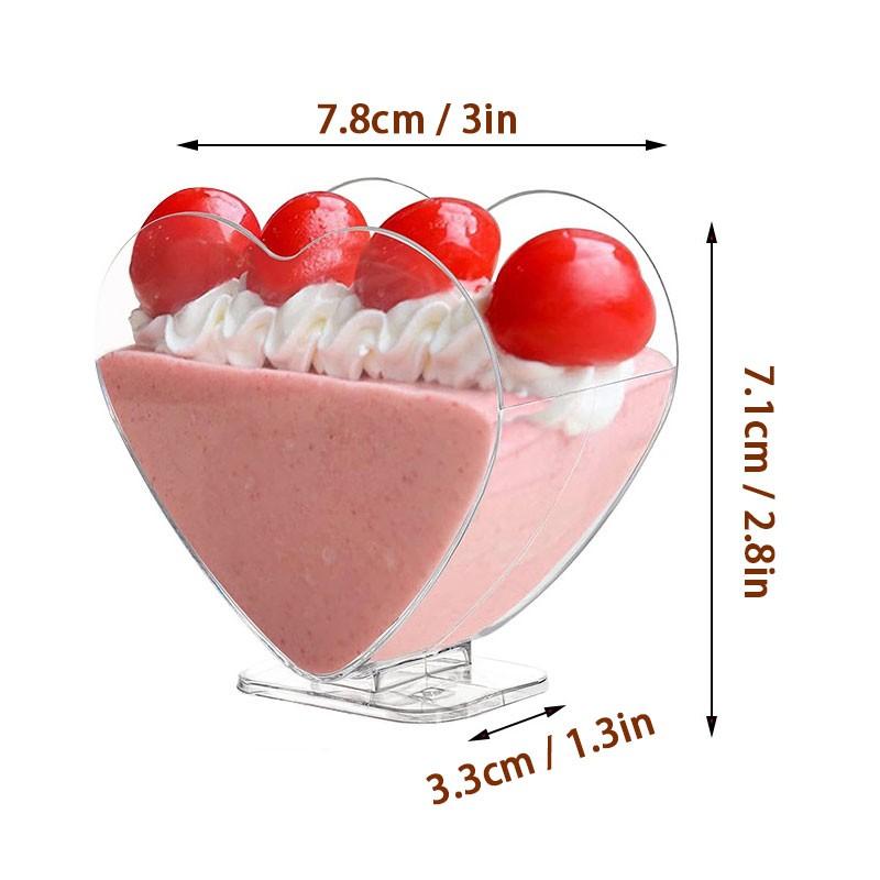 Clear Heart Shaped Dessert Cup, 30pcs Mini Serving Bowl for Appetizers and Snacks, Small Charcuterie Cups & Kitchenware for Home Party, Buffet, Wedding