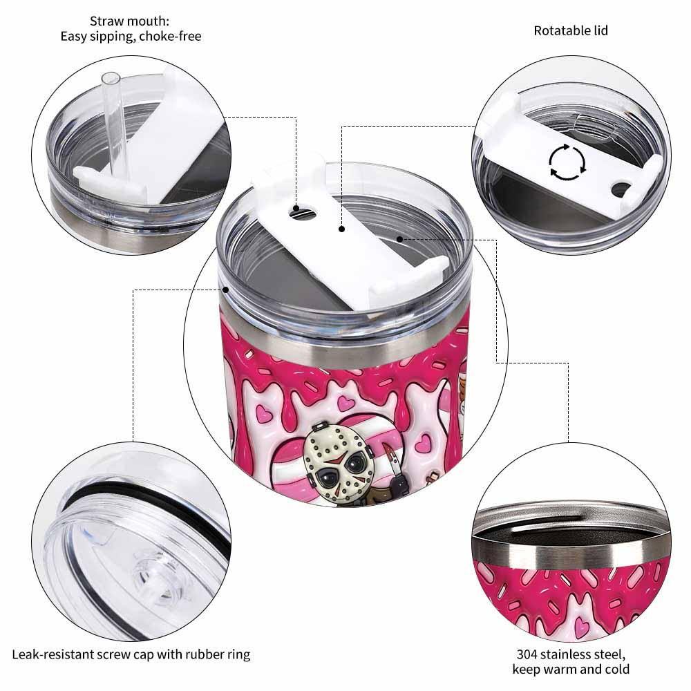 Horror Movie Characters Tumbler (40oz/30oz/20oz) Pink Icing Drip Heart ...