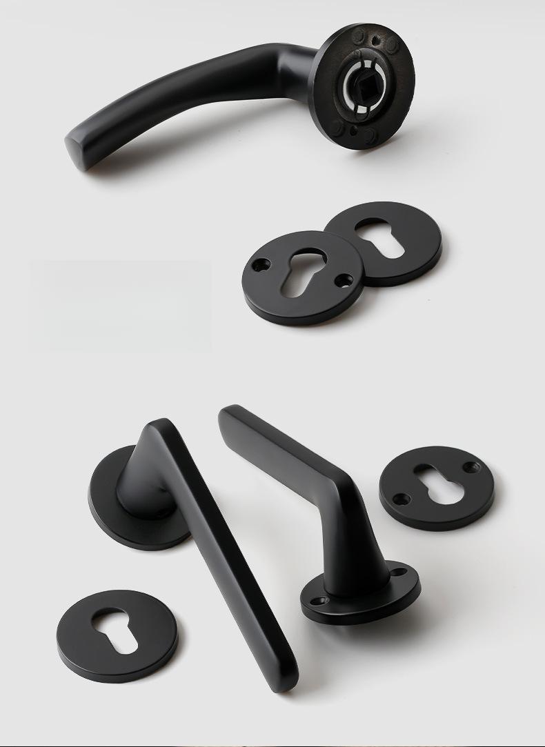 Home Interior Door Lock – Black Solid Wood Bedroom Lock, Lever Handle, Silent Split Bathroom Lock