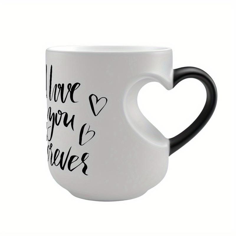 1pc Heart-Shaped Magic Color-Changing Ceramic Mug with “I Love You Forever” Design – Hot/Cold Thermochromic Mug, Perfect Valentine's Day Gift, Hand Wash Only, Ideal Gift for Holidays and Special Occasions, Novelty Coffee Mug