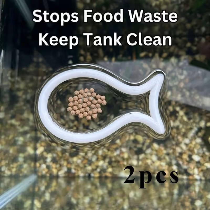 Two 3D Printed Fish-Shaped Aquarium Feeding Rings, Prevents Food Spreading, Reusable, User-Friendly, Ideal for Various Fish Tanks