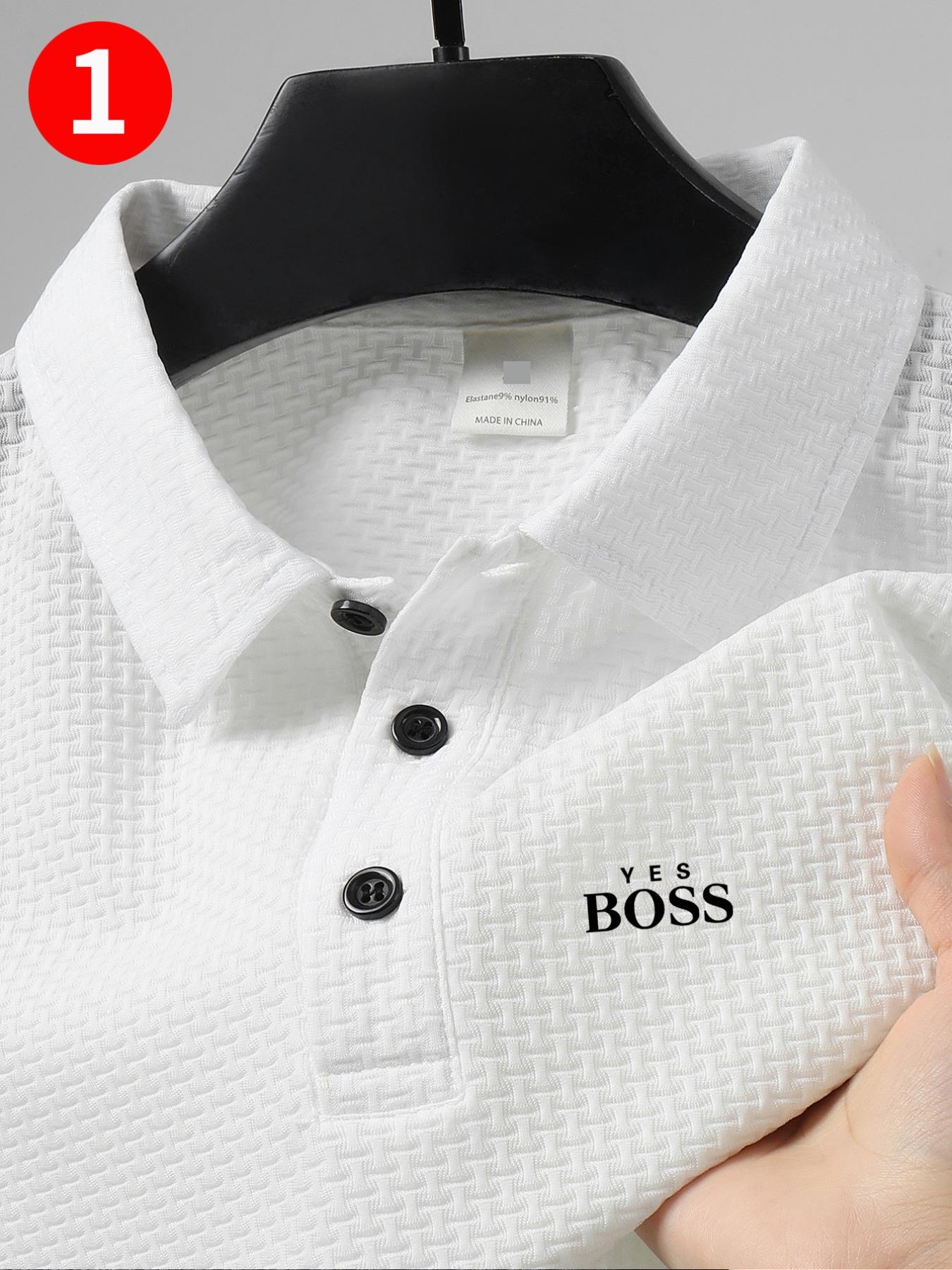 Men's Summer High-End Polo Shirt, Cool Comfortable Letter Print, New Twill Fabric, Casual Sports Leisure, Short Sleeve, Jacquard