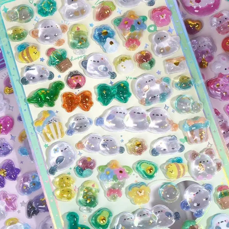 3D Embossed Stickers for Kids Cute Bear Animal Puffy Decals for Girls Toddler Fun DIY Kpop Photocard Decor Kawaii Supplies