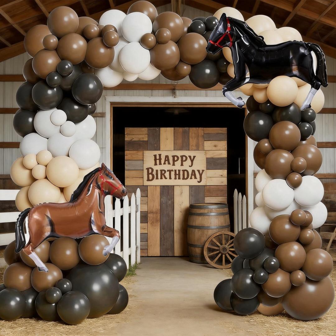 116 Piece Western Horse Racing Theme Balloon Set, Latex Balloons with Horse Foil Balloons, Perfect for Birthday Parties, Balloon Arch, Party Balloons Decorations